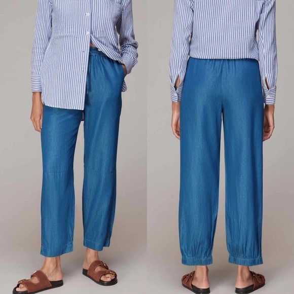 Whistles Lucy Chambray Barrel Trouser Blue - Picture 11 of 12